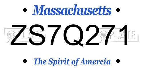 ZS7Q271 Massachusetts License Plate