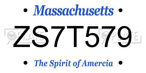 ZS7T579 Massachusetts License Plate