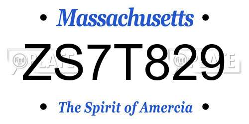 ZS7T829 Massachusetts License Plate