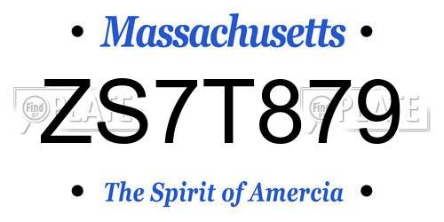 ZS7T879 Massachusetts License Plate