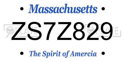 ZS7Z829 Massachusetts License Plate