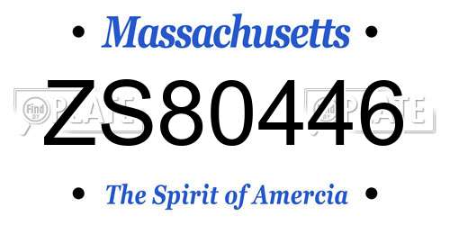ZS80446 Massachusetts License Plate