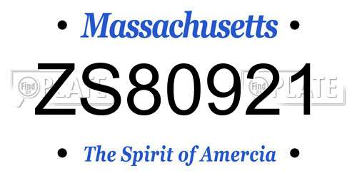 ZS80921 Massachusetts License Plate