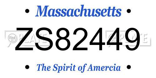 ZS82449 Massachusetts License Plate