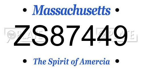 ZS87449 Massachusetts License Plate