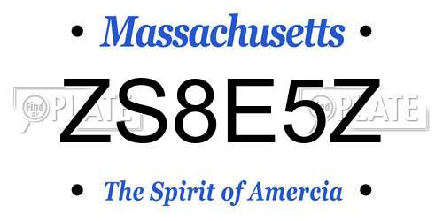 ZS8E5Z Massachusetts License Plate