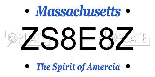 ZS8E8Z Massachusetts License Plate