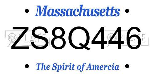 ZS8Q446 Massachusetts License Plate