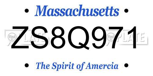 ZS8Q971 Massachusetts License Plate