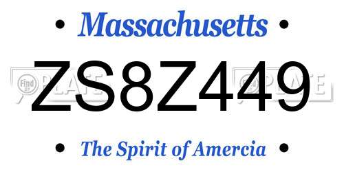 ZS8Z449 Massachusetts License Plate