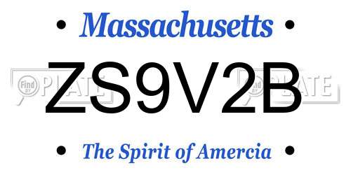 ZS9V2B Massachusetts License Plate
