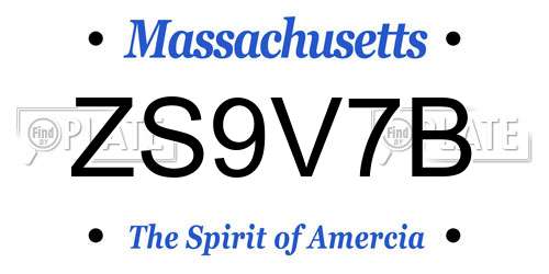 ZS9V7B Massachusetts License Plate