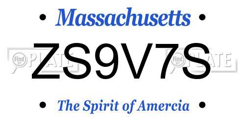 ZS9V7S Massachusetts License Plate