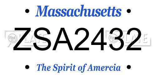 ZSA2432 Massachusetts License Plate