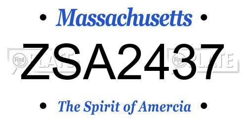ZSA2437 Massachusetts License Plate