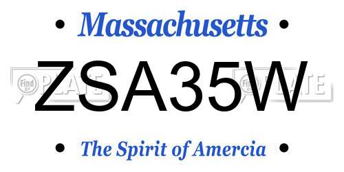 ZSA35W Massachusetts License Plate