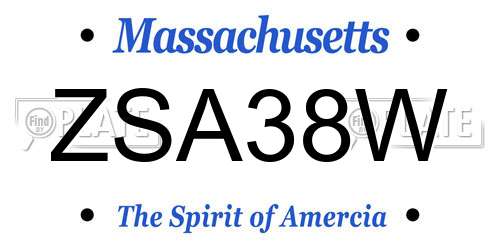 ZSA38W Massachusetts License Plate