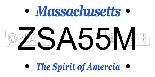 ZSA55M Massachusetts License Plate
