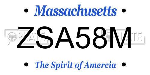 ZSA58M Massachusetts License Plate