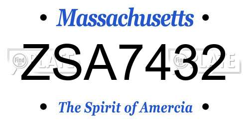ZSA7432 Massachusetts License Plate