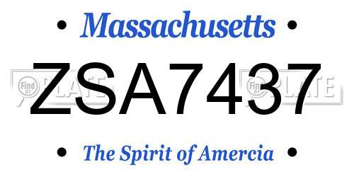 ZSA7437 Massachusetts License Plate