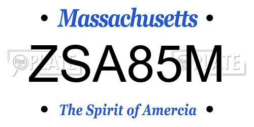 ZSA85M Massachusetts License Plate