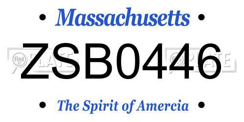 ZSB0446 Massachusetts License Plate