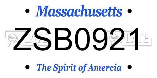 ZSB0921 Massachusetts License Plate