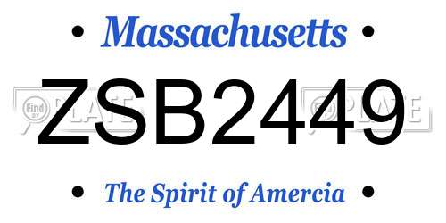 ZSB2449 Massachusetts License Plate