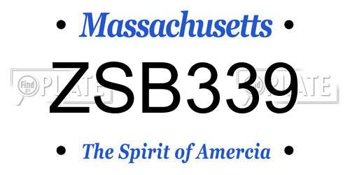 ZSB339 Massachusetts License Plate