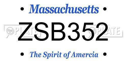ZSB352 Massachusetts License Plate