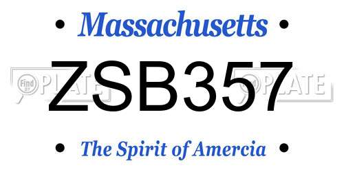 ZSB357 Massachusetts License Plate