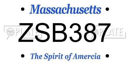 ZSB387 Massachusetts License Plate