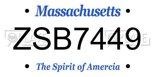 ZSB7449 Massachusetts License Plate