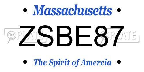 ZSBE87 Massachusetts License Plate