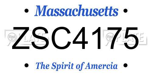 ZSC4175 Massachusetts License Plate