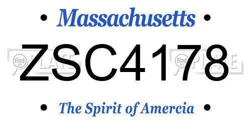 ZSC4178 Massachusetts License Plate