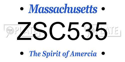 ZSC535 Massachusetts License Plate