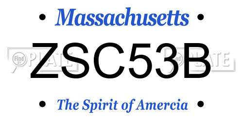 ZSC53B Massachusetts License Plate