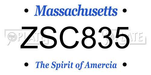 ZSC835 Massachusetts License Plate