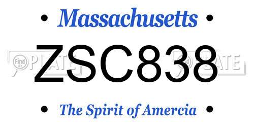 ZSC838 Massachusetts License Plate