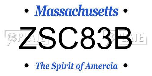 ZSC83B Massachusetts License Plate