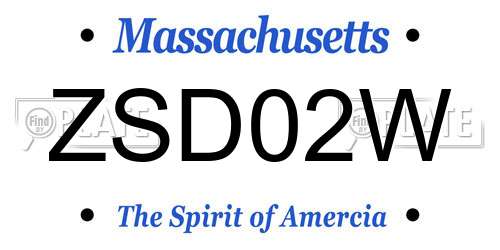 ZSD02W Massachusetts License Plate