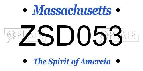 ZSD053 Massachusetts License Plate