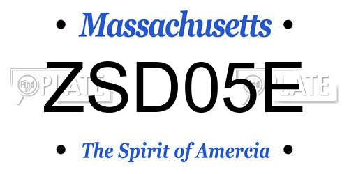 ZSD05E Massachusetts License Plate