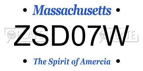 ZSD07W Massachusetts License Plate