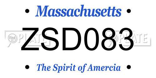 ZSD083 Massachusetts License Plate