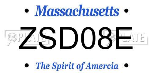 ZSD08E Massachusetts License Plate