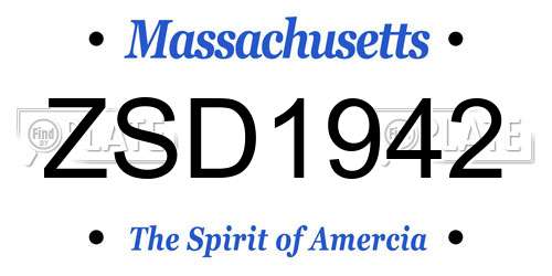 ZSD1942 Massachusetts License Plate