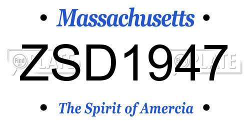 ZSD1947 Massachusetts License Plate